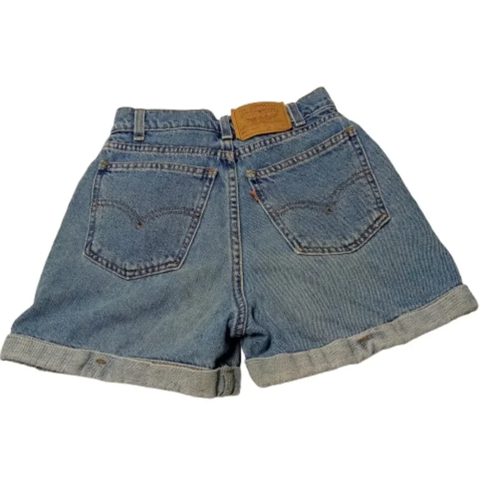 Levi's vintage orange tab shorts size slim 14 girls style 33421Rolled Hem - Picture 4 of 4
